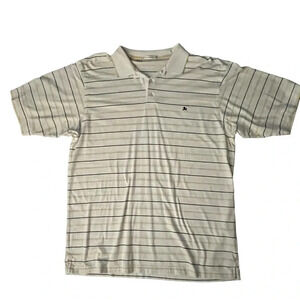 2 Cutter & Buck Men’s Polo Shirts Size L  & XL white with stripes and gray/black
